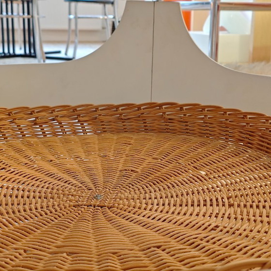 Image 1 of Vintage coffee table white wicker glass