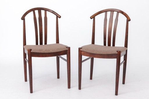 2 van 4 Vintage Zweedse eetkamerstoelen van Carl-Ewert Ekström | Beukenhout | jaren 60