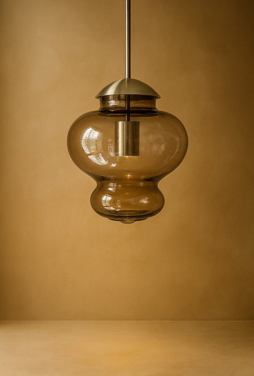 Vintage drop lamp | 1970s lamp | smoked glass