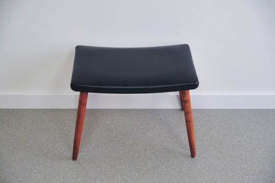 Sgabello Poggiapiedi in Teak Pelle Opaca – Poggiapiedi e pouf, Skai, Wood (photo 2 of 5)