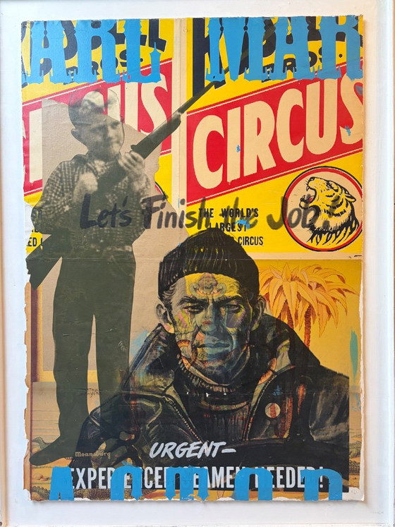 Pop art collage with print technique., Lithographs & prints, Paper, Wood, Blue (photo 2 of 7)