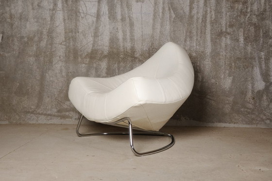 Image 1 of Paul Falkenberg x Rom AG - Sillón "Chili" en piel blanca y acero cromado - c. 1985 - Bélgica