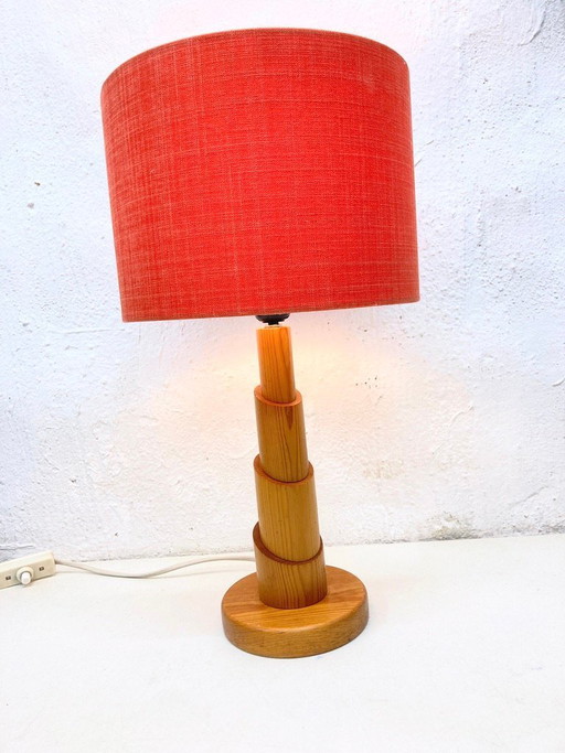 Lampe de table de style scandinave, design années 70/80, en bois de pin