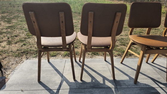 Set di 4 sedie da pranzo vintage retrò | Legno marrone – Textile, Wood (photo 7 of 11)