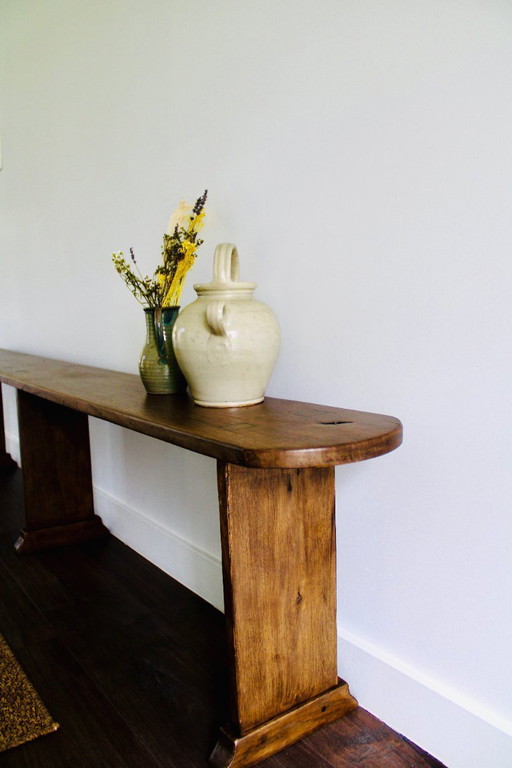 Antique farm bench in solid oak