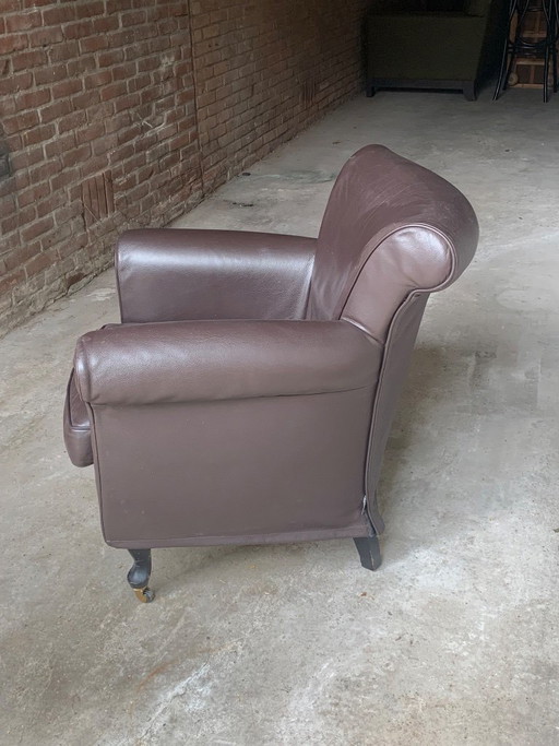 Minotti Sessel mit braunem Leder abnehmbarem Bezug – fauteuils, Leather, Metal (photo 2 of 7)
