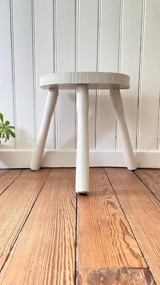 Image 1 of TABOURET Tripod White VINTAGE