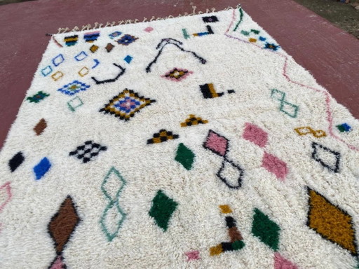 Tappeto Beni Ouarain 300x200 cm – Lana crema con motivi simbolici