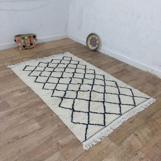 Image 1 of Authentiek Beni Ourain tapijt 200 x 133 cm – Handgemaakt Marokkaans wollen tapijt