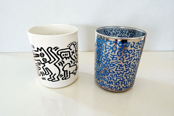 Image 1 of Macetas Paire Keith Haring - Verre opalin 