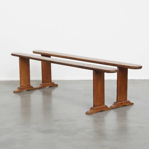 2 x Banc d'entrée français ancien / banc pour table de salle à manger