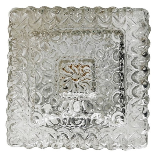 Mid-century square ceiling lamp glass ceiling rose 1960s