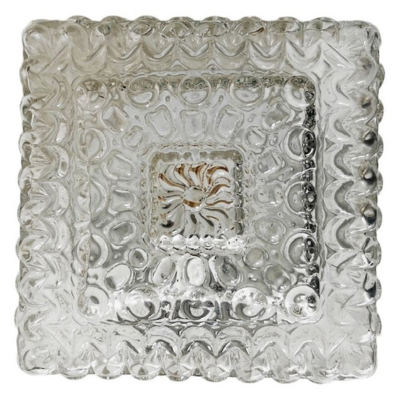 Image 1 of Mid-century square ceiling lamp glass ceiling rose 1960s