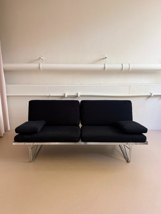 Vintage Moment sofa Niels Gammelgaard Ikea 1980s, 2 seaters, Metal, Textile, Black (photo 6 of 8)