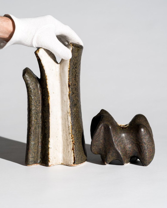 Image 1 of Ingeborg Zenker & Gerburg Karthausen Studio Ceramic Trio – Sculptural Vessels Organic Form Objects, Germany, 1970s-1980s
