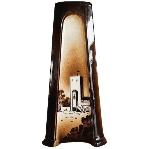 Vaso antico in ceramica Art Déco, fabbrica di piastrelle e maioliche di Utrecht, Olanda, anni 1900