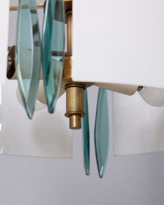 Lampadario vintage anni '50 di design italiano in vetro blu e cristallo. – Glass (photo 9 of 15)