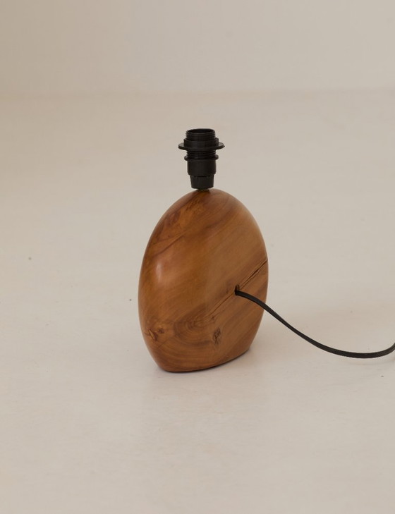 Image 1 of Pied de lampe artisanal en bois massif (Olivier) vintage Circa 1970