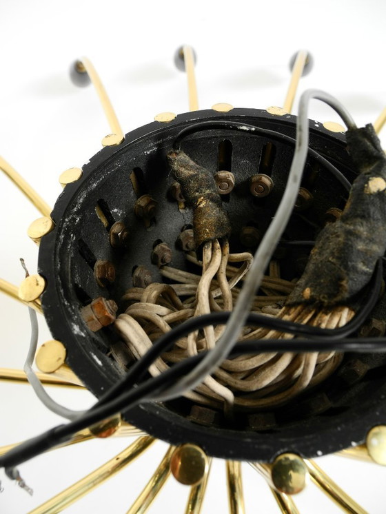 Image 1 of Bellissima ed enorme lampada da soffitto Sputnik in ottone, stile moderno di metà secolo, con 18 bracci | Ø 113 cm