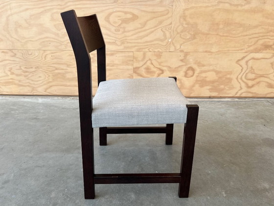 6x Sedie da pranzo Mid-Century / Brutaliste restaurate e rivestite – Legno, Lana (photo 7 of 18)
