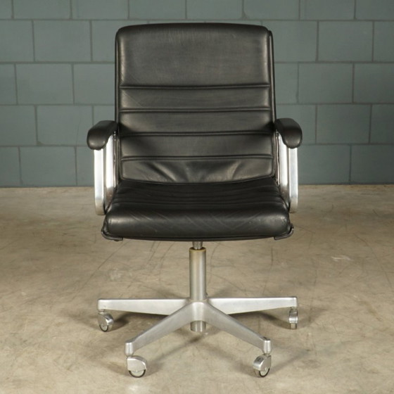 Vintage Office Chair – Black Leather – Drabert – 1970s – Metal (photo 2 of 14)