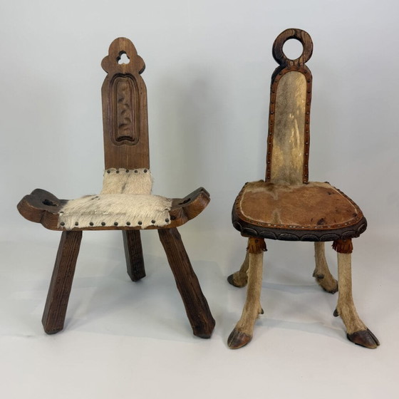 Coppia di sedie rustiche stile folk – Poltrone relax, Pelle, Legno (photo 12 of 34)