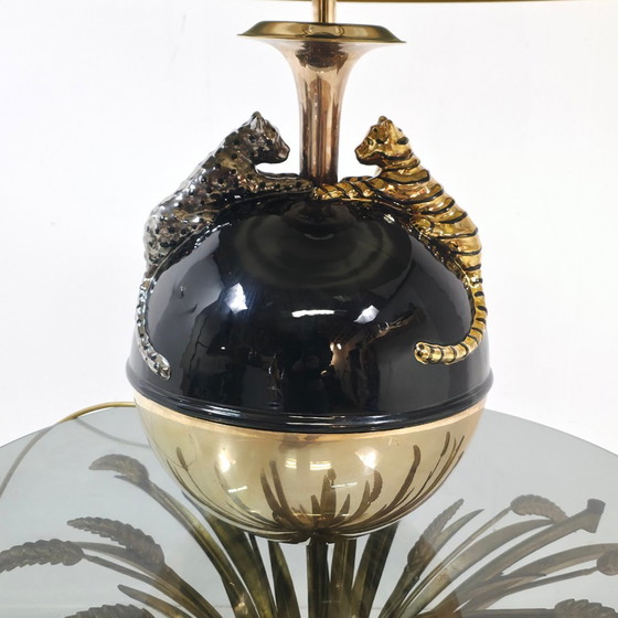 Image 1 of Chapman table lamp panthers brass black Hollywood vintage