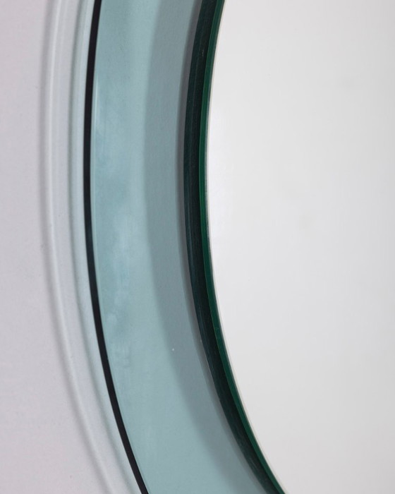 Image 1 of Vintage 1970s round wall mirror in smoked glass, Italian design 