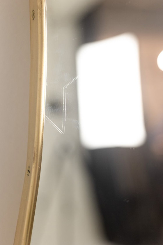 Image 1 of Pair of mirrors, Gio Ponti style. Brass frame. 1980s.