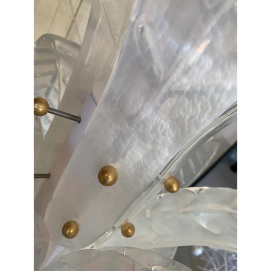 Image 1 of Vintage Opalino vloerlamp met palmboommotief van Murano-glas, in de stijl van Napoleon Martinuzzi.