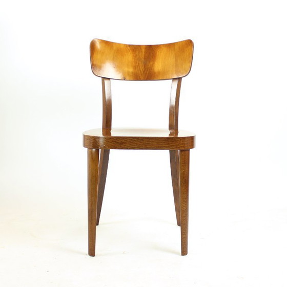 Image 1 of Set Of 4 Classical Tatra Dining Chairs In Walnut, Czechoslovakia 1950s