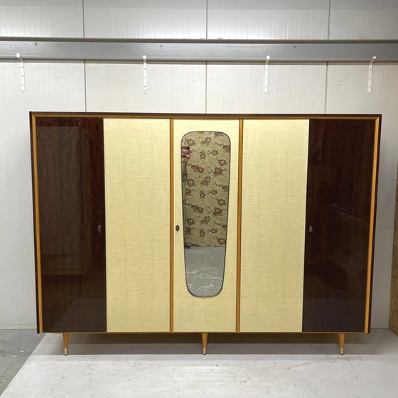 Vintage Midcentury 5-door wardrobe hanging shelving disassemblable, Other, Beige (photo 3 of 15)