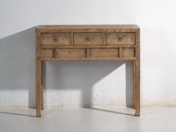 Console antique en sapin avec trois tiroirs – Chine, vers 1930 (photo 23 of 40)