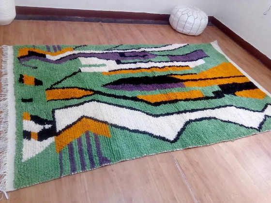 Green Moroccan rug made of hand-woven wool - handmade rug - 256 x 150 – Rugs & carpets, Cotton (photo 6 of 7)