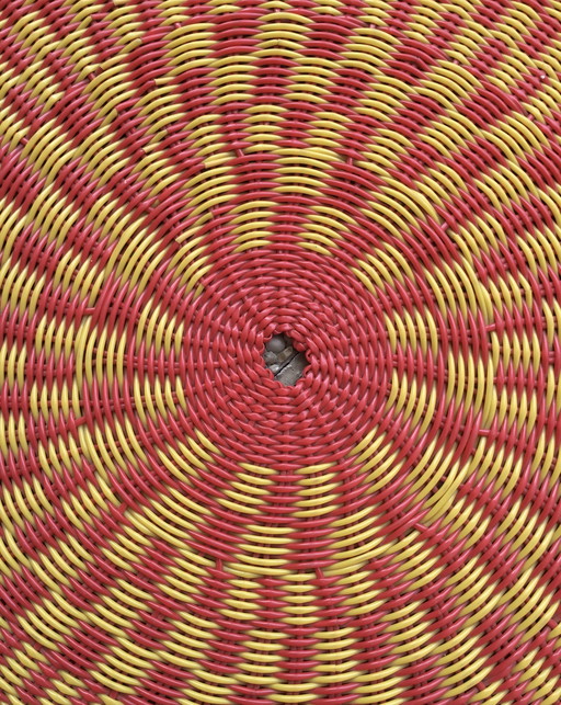 Vintage runder Scoubidou-Seilteppich – 100 cm.