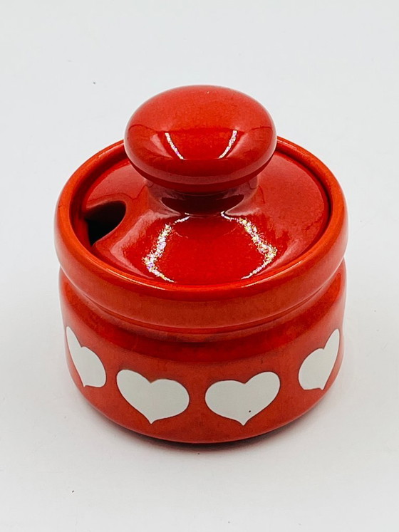Image 1 of Vintage Waechtersbach mosterdpot met hartdecoratie