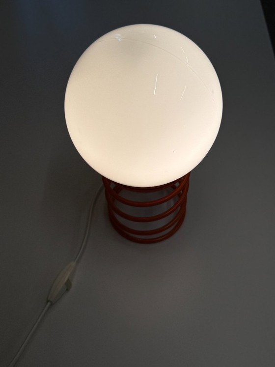 Vintage Space Age Table Lamp with Spiral Base – 1970s – Glass, Metal (photo 6 of 7)