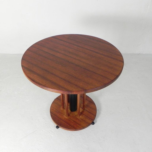 Vintage teak table with 6 narrow and 1 wide style, 1980s