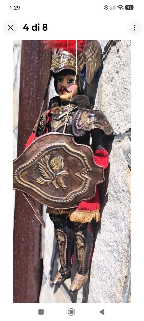 Marioneta antigua, 40 cm, marco de latón bruñido, desgastada por el tiempo. – Objetos decorativos, Metal (photo 4 of 7)