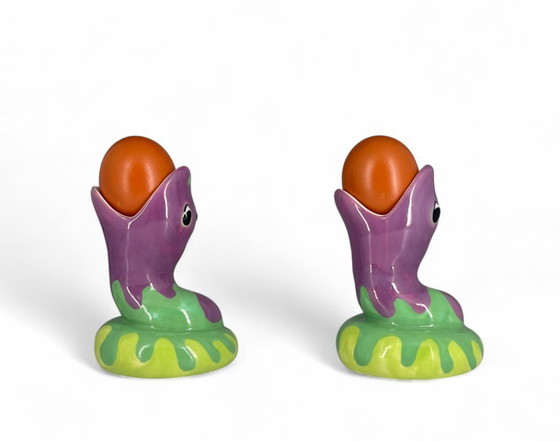 Image 1 of Hueveras de serpiente de IKEA (1999) – Cerámica pintada a mano, diseño Memphis/posmoderno de los años 90