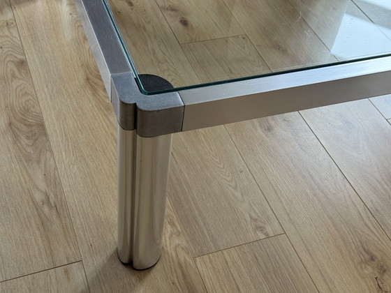 Image 1 of Table basse en aluminium style Metaform | Design moderne néerlandais | 100×100 cm | Années 1970