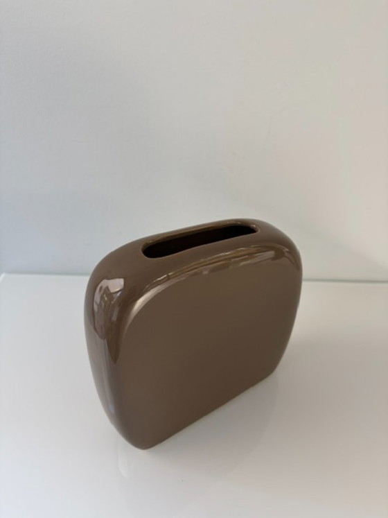 Keramikvase schokoladenbraun, Japandi Soft Design, Vasen, Modern (Foto 11 von 11)