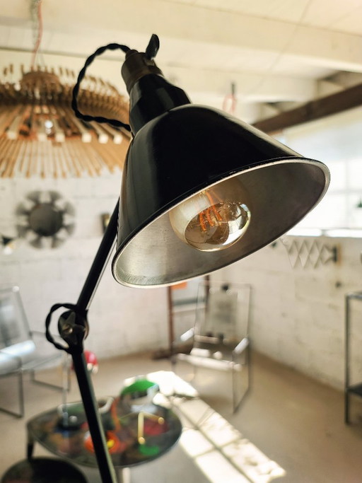 Architektenlampe Mazda 1930-40 schwarz vollständig restauriert