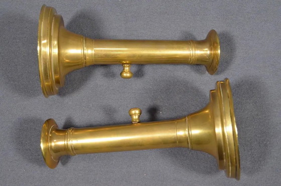 Paar 19e-eeuwse Franse messing push-up kandelaars, circa 1880 – Kandelaars en kaarsen, Brass (photo 7 of 9)