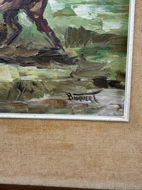 Tableau huile scène camarguaise 20ème – Peintures et dessins, Bois (photo 3 of 11)
