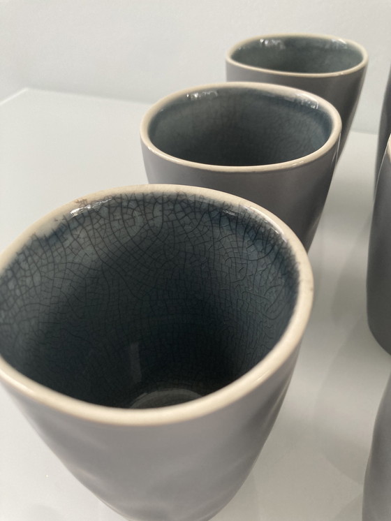 Image 1 of Set Of Six Blue Gray Espresso Cups