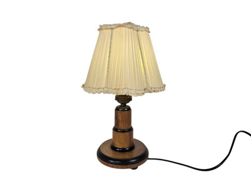 Amsterdamse school - tafellamp - palisander - porselein - 2e kwart 20e eeuw