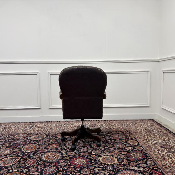 Sedia da ufficio Chesterfield inglese marrone #3 – Sedie da ufficio, Leather, Wood (photo 4 of 8)