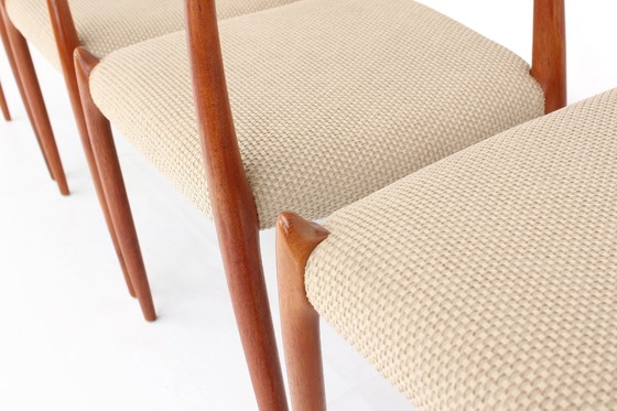 Image 1 of als nieuw, Set van 4 Niels O. Møller by J.L. Møllers, Model 78 Vintage Teak Deense Eetkamerstoelen, nieuwe bekleding, RP. 5160,-