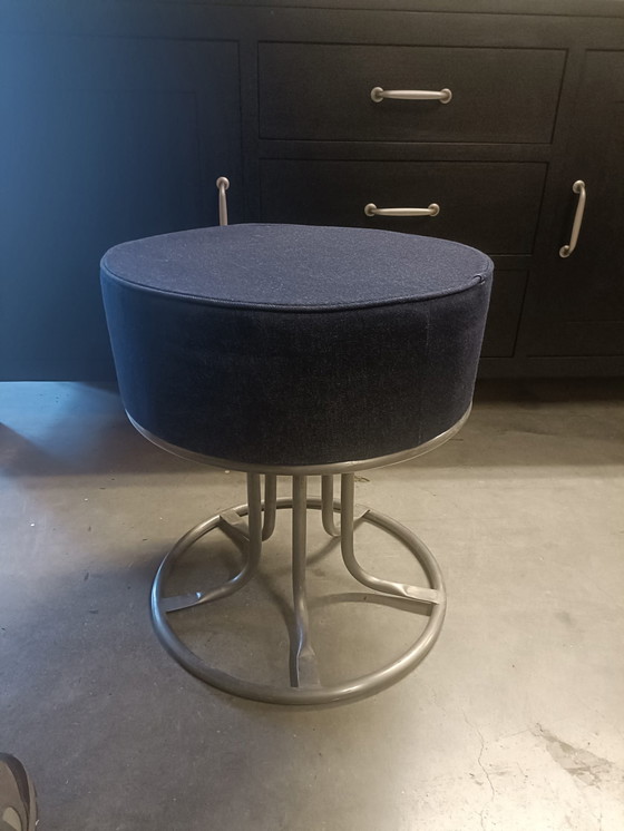 Image 1 of Blue canvas pouf